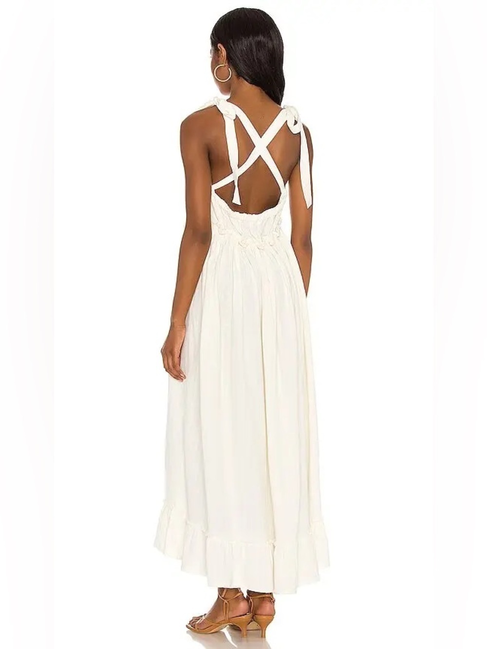 Free People Gretchen Convertible Pinafore Maxi Dress in Gardenia - Picture 5 of 7